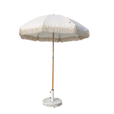 2M exteriores Wood Pole Fiberglass marca o guarda-chuva de Sun reto com borla